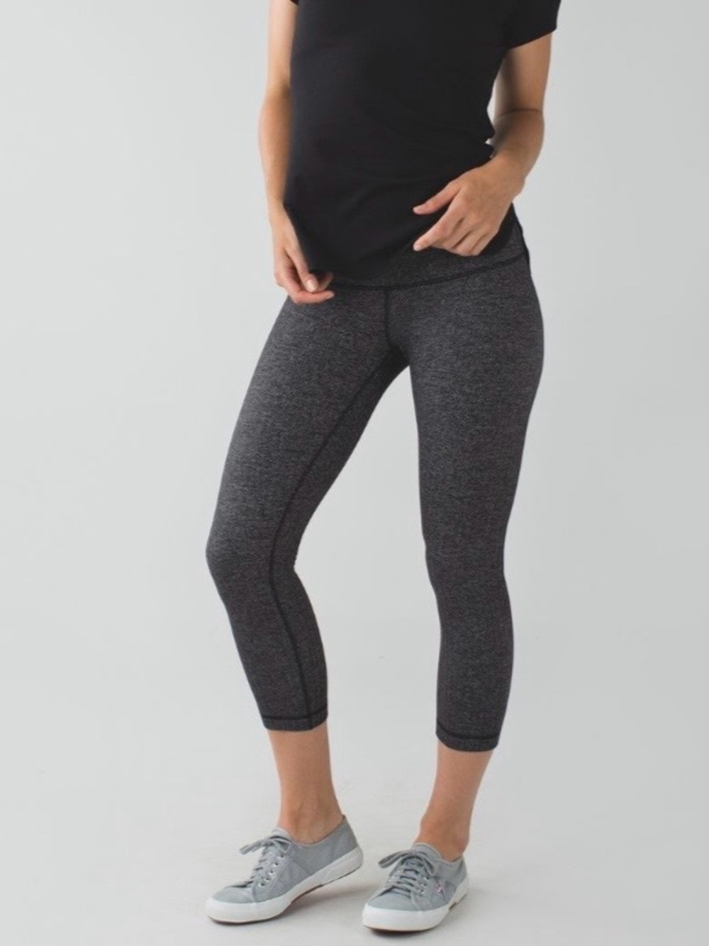 Lululemon Wunder Under Crop (Hi-Rise) *23” Heathered Herringbone Heathered Black